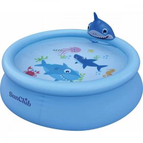 Piscina gonflabila 3D Shark cu pulverizator 190 x 47 cm