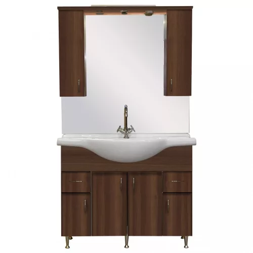 Mobilier complet de baie Bianca Plus 105, culoarea lemnului Aida, nuc