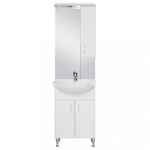 Mobilier complet de baie Bianca Plus 55, alb lucios, deschidere pe dreapta