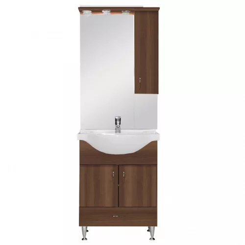 Mobilier complet de baie Bianca Plus 65, culoare Aida nuc, deschidere pe dreapta