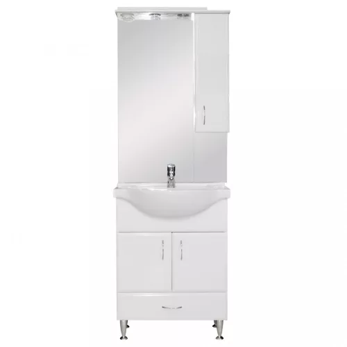 Mobilier complet de baie Bianca Plus 65, alb lucios, deschidere pe dreapta