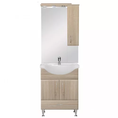 Mobilier complet de baie Bianca Plus 65, culoare stejar sonoma, deschidere pe dreapta