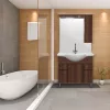 Mobilier complet de baie Bianca Plus 85, culoare Aida nuc, deschidere pe dreapta