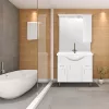 Mobilier complet de baie Bianca Plus 85, alb lucios, deschidere pe dreapta