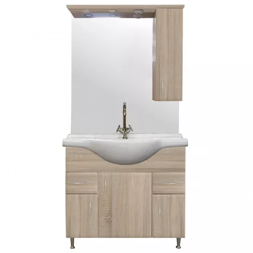 Mobilier complet de baie Bianca Plus 85, culoare stejar sonoma, deschidere pe dreapta