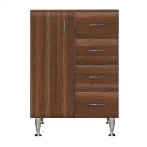 Dulap jos Bianca Plus 60 cu 1 usa, 4 sertare, culoare Aida nuc, stanga