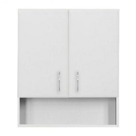 Dulap suspendat Bianca Plus 60 cu 2 usi, fund deschis, alb lucios