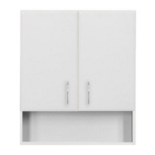 Dulap suspendat Bianca Plus 60 cu 2 usi, fund deschis, alb lucios