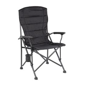   Leziter XL scaun de pescuit cu braț și suport pentru pahare negre