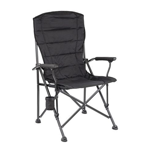 Leziter XL scaun de pescuit cu braț și suport pentru pahare negre