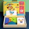 Jucarie magnetica din lemn tangram cu carti in limba engleza, nivel incepator