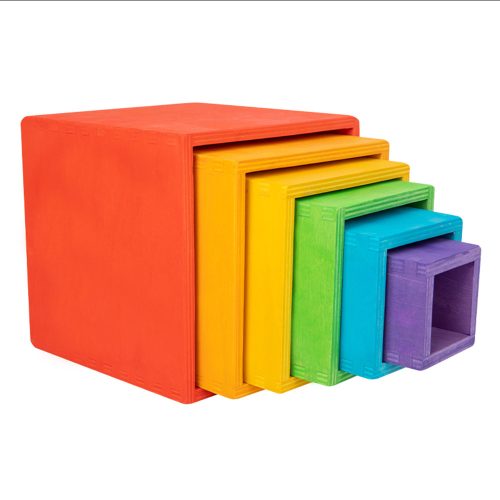 Jucarie din lemn Montessori cutie curcubeu