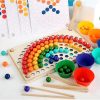 Puzzle mozaic cu bile curcubeu Montessori din lemn
