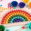 Puzzle mozaic cu bile curcubeu Montessori din lemn