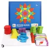 Jucarie de lemn Tangram cu forme creative, puzzle, 155 de bucati