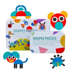 Puzzle cu forme logice, jucarie din lemn Montessori