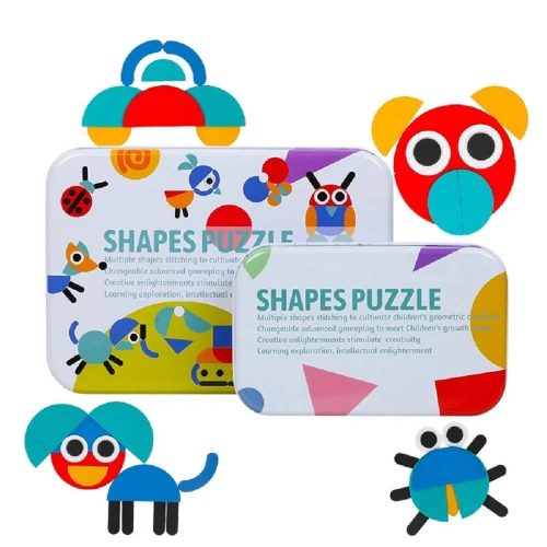 Puzzle cu forme logice, jucarie din lemn Montessori