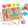 Jucarie Montessori din lemn 2 in 1, puzzle cu pescuit si minge