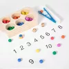 Culori, numere jucarie de dezvoltare Montessori din lemn