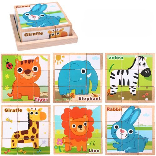 Puzzle cub din lemn, jucarie puzzle din lemn