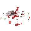 Avion de transport pentru pompieri cu 4 mașini de pompieri, accesorii, efecte luminoase și sonore