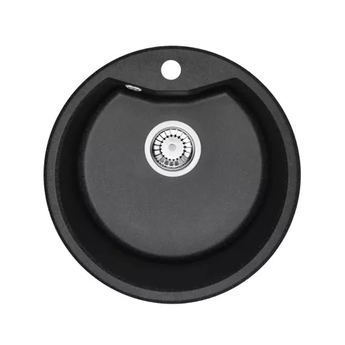 Chiuveta rotunda Dorin cu o singura lavoar din granit, neagra