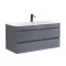 Masca de baie Cube 100 cu chiuveta ceramica, 2 sertare, gri antracit