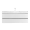 Mobilier de baie cu baza Cube 120, 1 lavoar ceramic, 2 sertare, vopsit in alb lucios