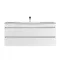 Mobilier de baie cu baza Cube 120, 1 lavoar ceramic, 2 sertare, vopsit in alb lucios