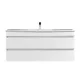 Mobilier de baie cu baza Cube 120, 1 lavoar ceramic, 2 sertare, vopsit in alb lucios