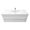 Mobilier de baie cu baza Cube 120, 1 lavoar ceramic, 2 sertare, vopsit in alb lucios