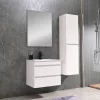 Masca de baie Cube 60 cu chiuveta ceramica, 2 sertare, vopsita in alb lucios