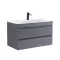 Masca de baie Cube 80 cu chiuveta ceramica, 2 sertare, gri antracit