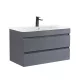 Masca de baie Cube 80 cu chiuveta ceramica, 2 sertare, gri antracit