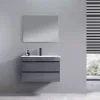 Masca de baie Cube 80 cu chiuveta ceramica, 2 sertare, gri antracit