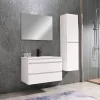 Masca de baie Cube 80 cu chiuveta ceramica, 2 sertare, vopsita in alb lucios
