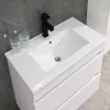 Masca de baie Cube 80 cu chiuveta ceramica, 2 sertare, vopsita in alb lucios
