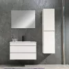 Masca de baie Cube 80 cu chiuveta ceramica, 2 sertare, vopsita in alb lucios