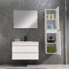 Masca de baie Cube 80 cu chiuveta ceramica, 2 sertare, vopsita in alb lucios
