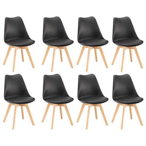 Silla scaun de luat masa 8 bucăți în negru