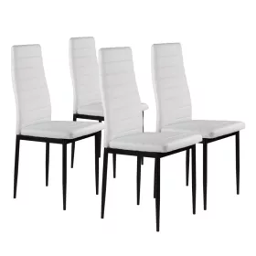 4 scaune cu spătar înalt din piele artificială albă