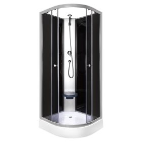 Cabina de dus Evora Black 90 cu cadita de dus, 90x90x205 cm