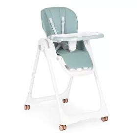   Scaun de hrănire înălțime reglabilă curele din piele ecologică tavă dublă verde