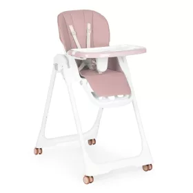   Scaun de hrănire înălțime reglabilă curele din piele ecologică tavă dublă roz