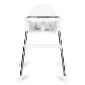 Scaun de hrănire 2 în 1 cu tavă și centuri alb