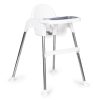 Scaun de hrănire 2 în 1 cu tavă și centuri alb