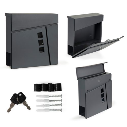 Cutie poștală din oțel galvanizat cu suport pentru ziare antracit