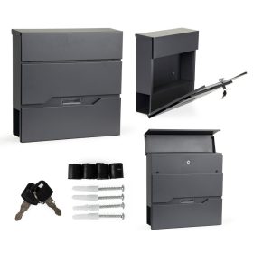   Cutie poștală din oțel galvanizat cu suport pentru ziare antracit