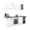 Mobila de bucatarie Yorki 210, corp alb, fata alb satinat cu element inferior al cuptorului