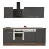 Mobila de bucatarie Yorki 220, corp din stejar Yorki, fata antracit satinat cu element inferior al cuptorului